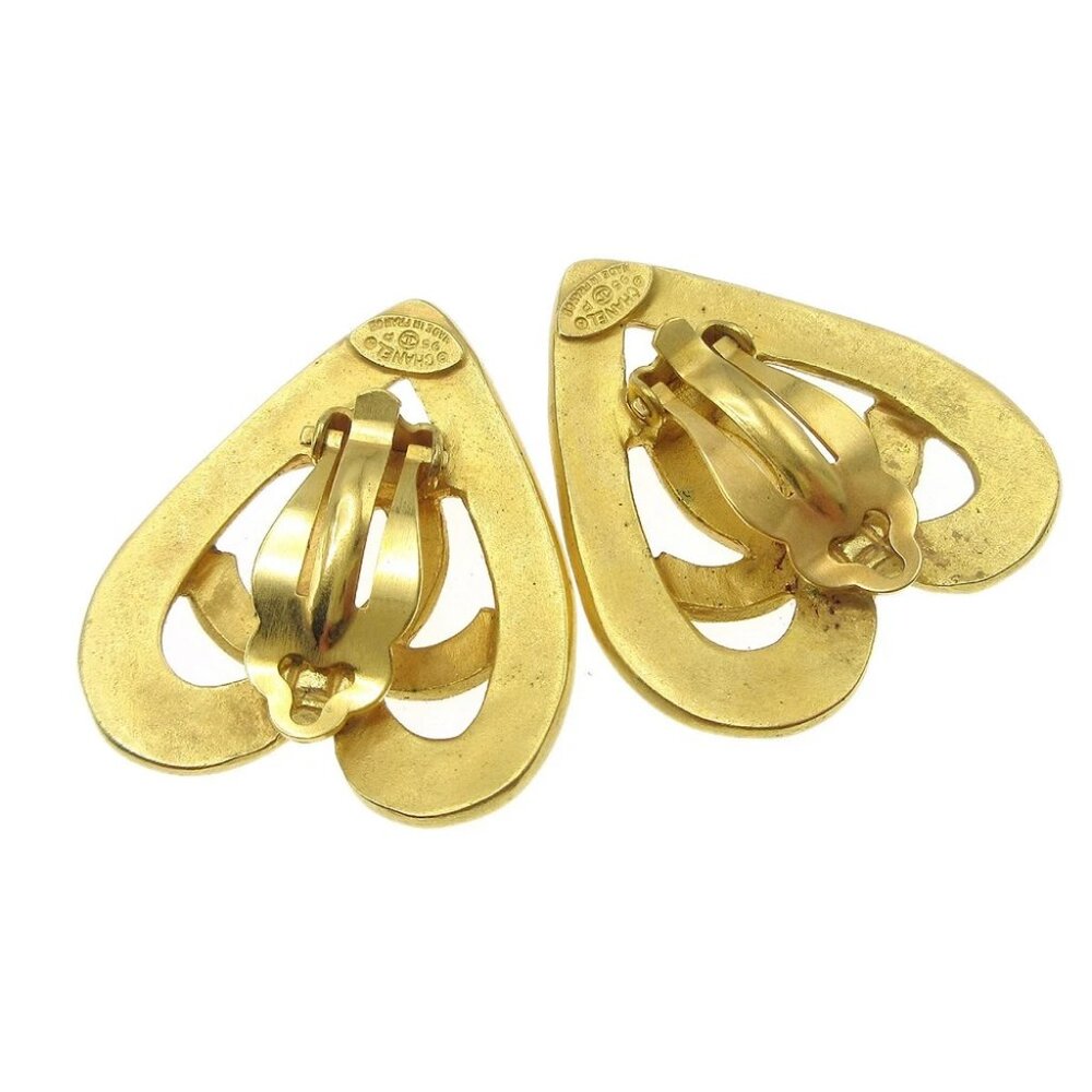 Chanel Heart Earrings Clip-On Gold 95P 89110 - Picture 2 of 5
